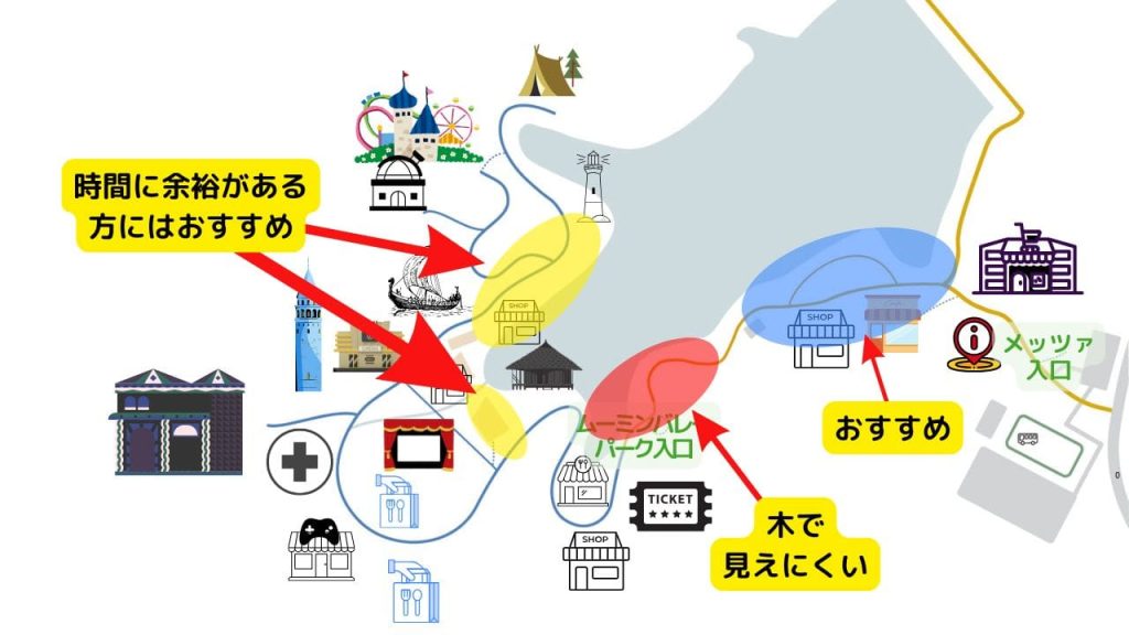 ムーミンバレーパーク花火大会観覧のおすすめスポット
