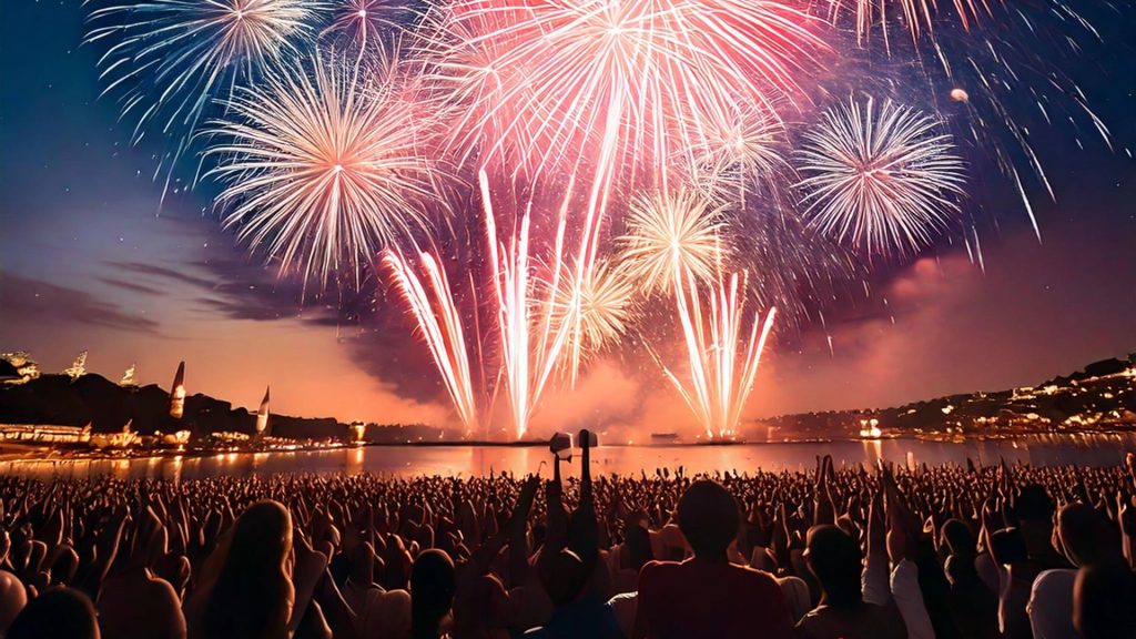 ムーミンバレーパーク湖上の花火大会のイメージ図