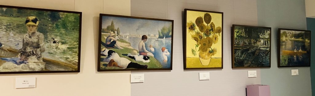 夏の展示作品
・ベルト・モリゾ「夏の日」
・ジョルジュ・スーラ「アニエールの水浴」
・フィンセント・ファン・ゴッホ「ひまわり」
・クロード・モネ「ラ・グルヌイエールの水浴」
・ピエール=オーギュスト・ルノワール「小舟」
